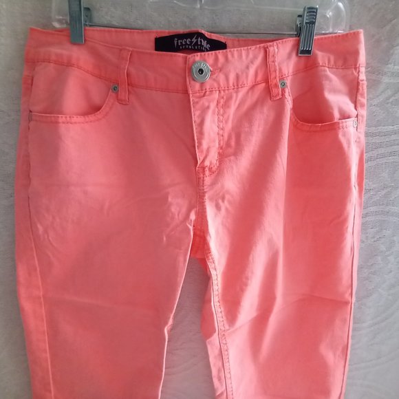Free Style Revolution Neon Orange Capris Size 11 (T-253) - Picture 2 of 5